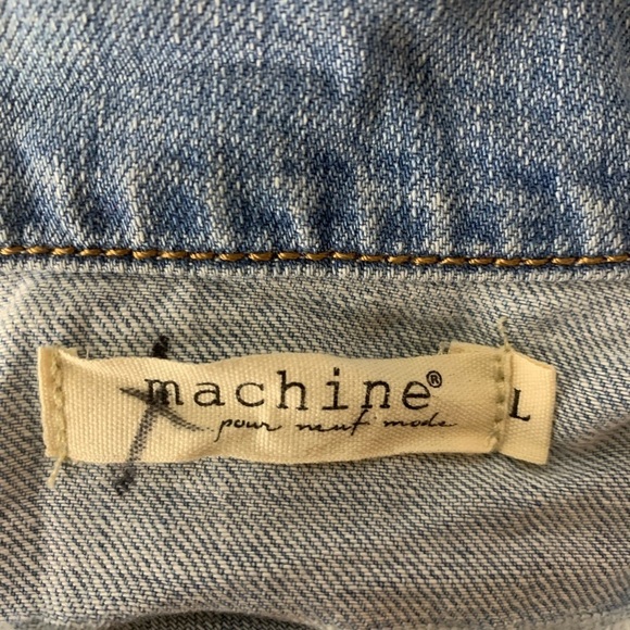 machine pour trucker jean jacket denim with beads pearls distressed denim - Picture 4 of 7